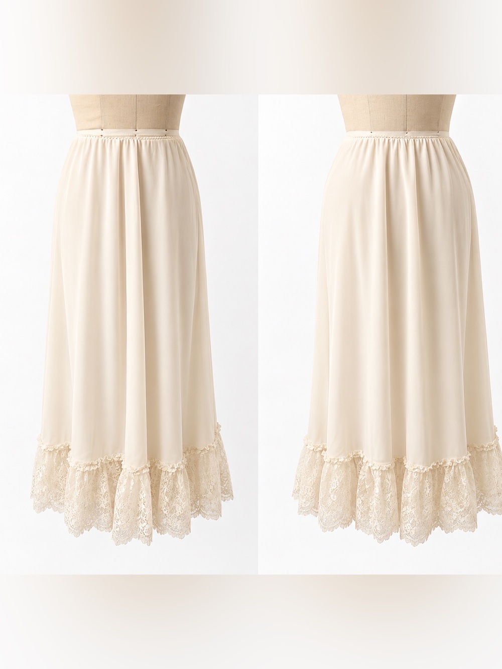 IVORY MAXI SKIRT WITH LACE TRIM - Picture 2 of 6